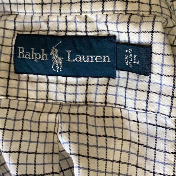 Ralph Lauren Long Sleeve Button Down Shirt Men’s Large Blue White Plaid - Picture 6 of 6